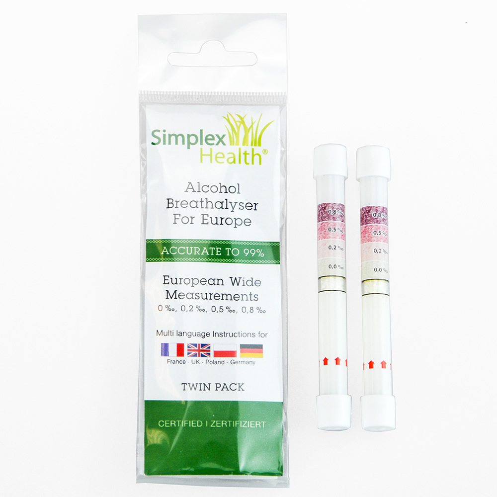 Disposable Alcohol Breathalyser Test Kits for UK & Europe (2 Tests) -  SimplexHealth