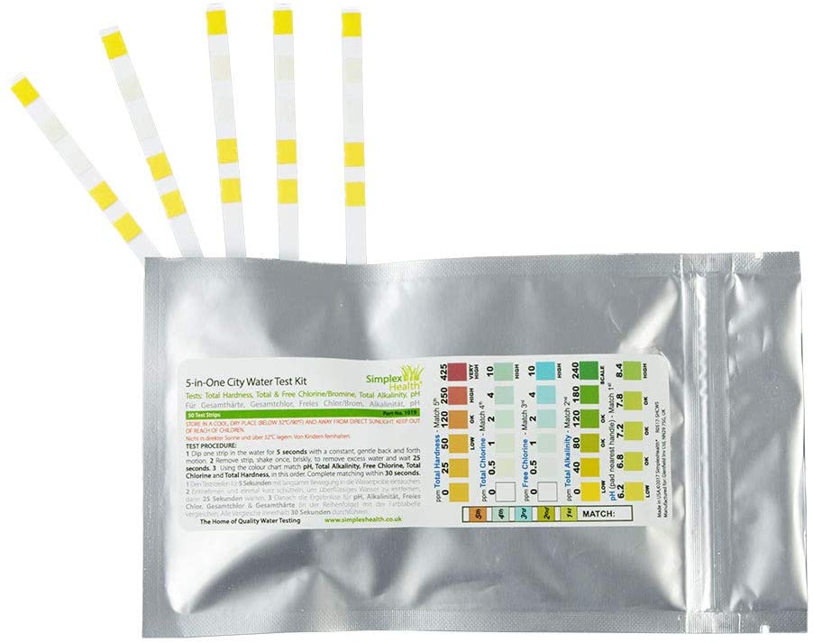 5 x Drinking Water Test Kit Strips for Hardness Alkalinity Chlorine pH 