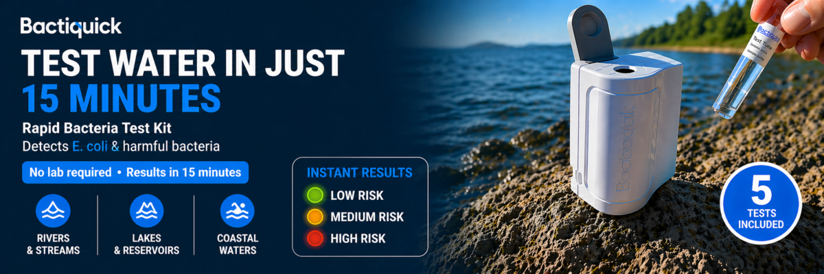 bacteria testing device is like a mini-lab in the palm of your hands and will check an open water sample for a range of bacteria in 15 minutes.