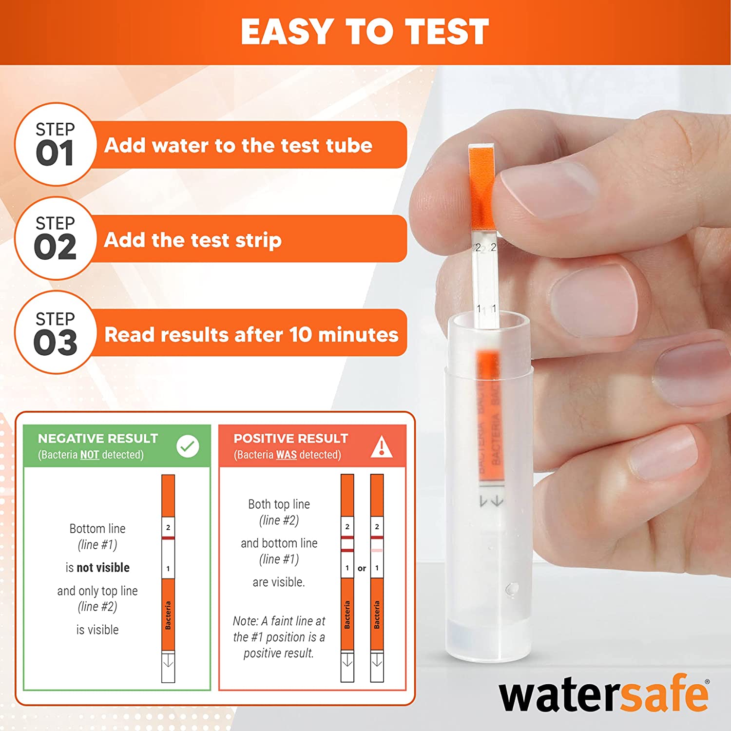 Watersafe Pool & Spa Bacteria Test Strips (10 tests) SimplexHealth