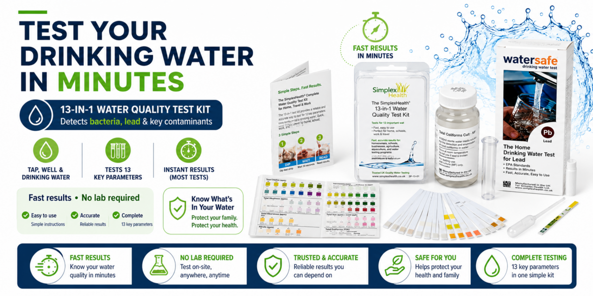 SimplexHealth Water Test Kit for Bacteria, Lead, metals