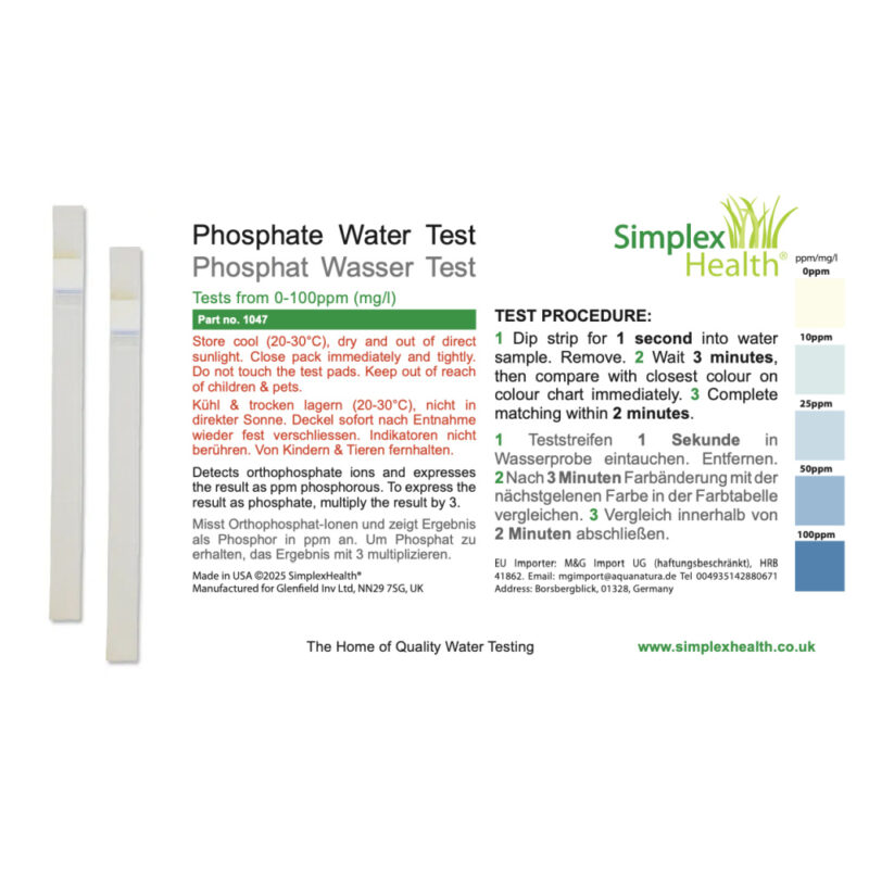 Phosphate Water Test Strips Labels