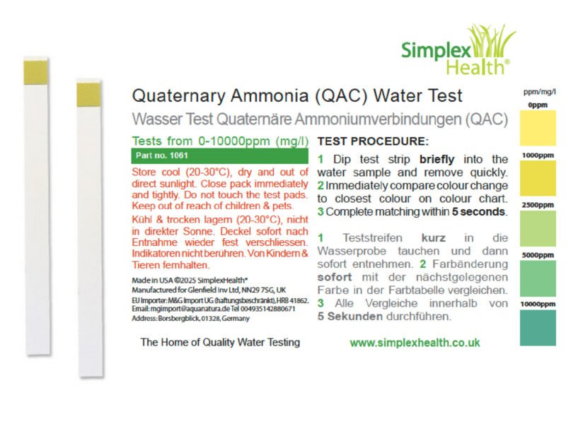 Quaternary “Quats” Ammonia 0-10000ppm (50 strips)