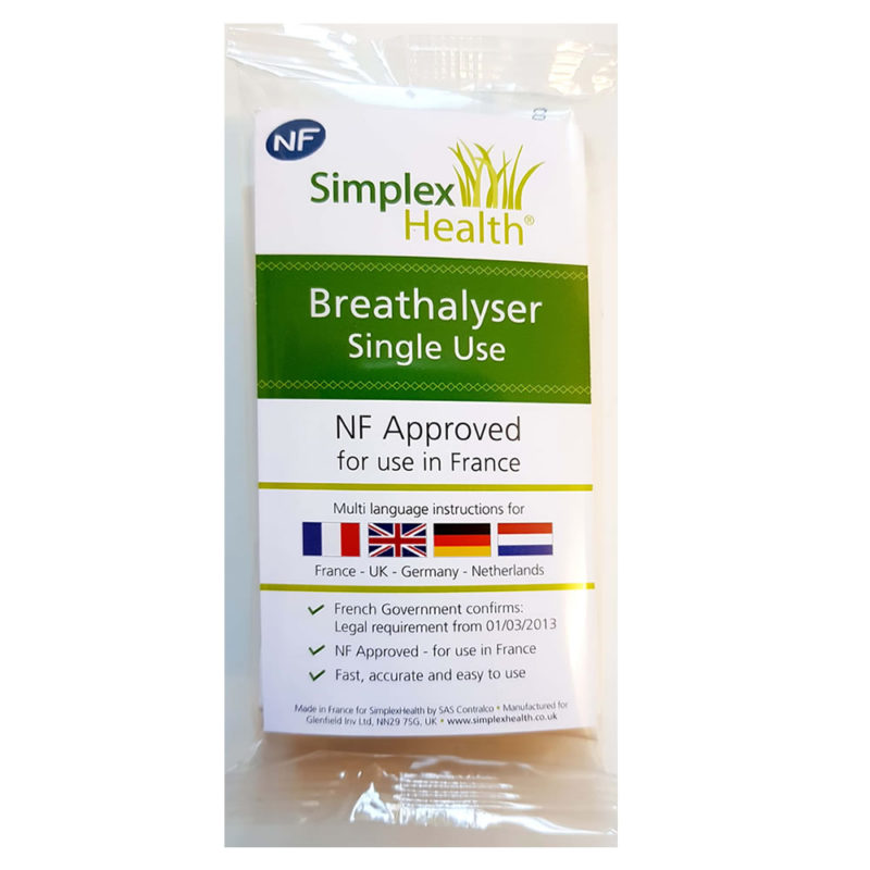 NF Approved Breathalyser Test Kit for France (1 Test)