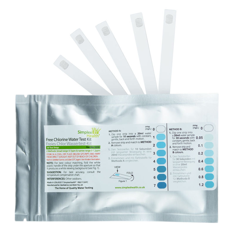 Simplexhealth Free Chlorine 0-7ppm (50 strips Pouch)