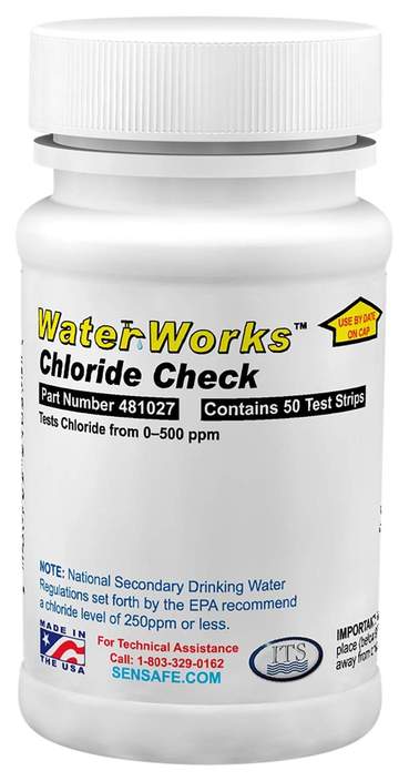Waterworks Water Chloride Test 0-500ppm (50 strips)